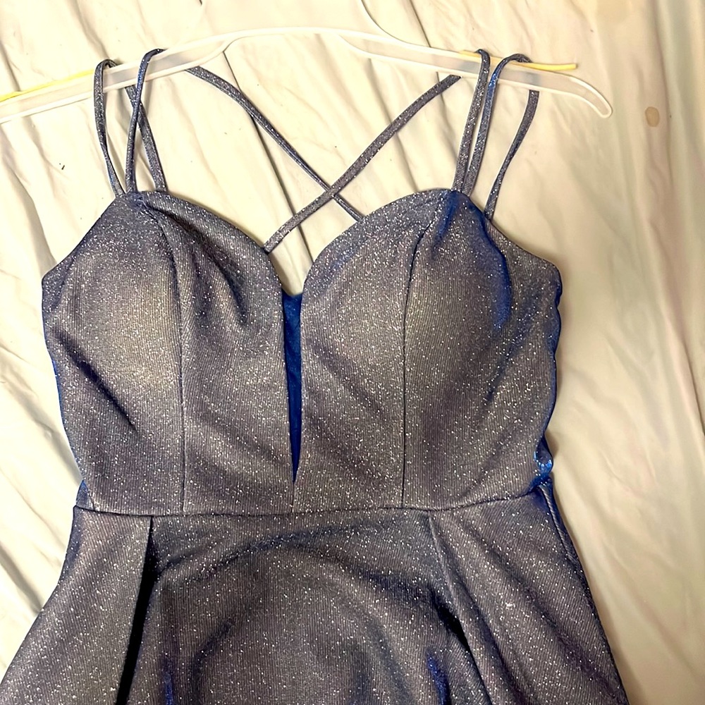 sparkly blue shirt semi formal dress size 7